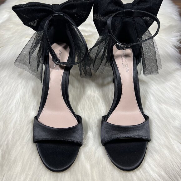 Antonio Melani Born On Fifth Size 8.5 M Black Satin Elle Tulle Bow Back Heels - Picture 3 of 13